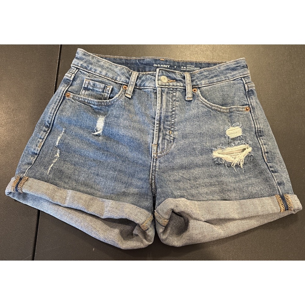 Old Navy‎ Size 2 O.G. Straight Secret Smooth Pockets Distressed Denim Shorts